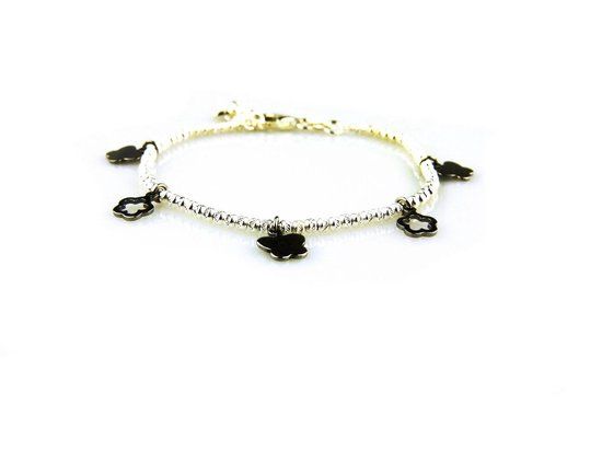 model Carolena armband zilver met bedeltjes zilver antraciet