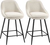 HOMCOM Barkruk - Corduroy, Staal - 49x52x88cm - Crème