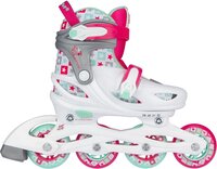 Nijdam Inline Skates Verstelbaar - Sk8 Star - Wit/Fuchsia/Mintgroen/Zilvergrijs - 33-36