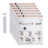 5Five Vacuumzakken set voor kleding/textiel - Vacuum opbergzakken/compressiezakken - 6x - transparant - 50 x 60 cm - met vacuumpomp