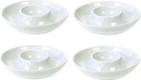 Cosy&Trendy Eierdop Schotel - Ø 10,5 cm - Wit - Porselein - Set van 4
