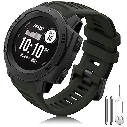 TOPsic Compatibel Garmin Instinct Strap, Siliconen Band 22mm Armband Vervanging Horlogeband voor Garmin Instinct Sport GPS Smart Horloge met Adapter Gereedschap