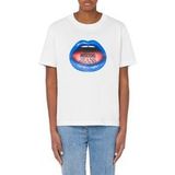 Moschino T-shirt en jersey imprimé bouche blanc taille : S