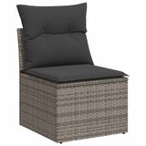 VidaXL 6-delige Loungeset met kussens, poly rattan, grijs