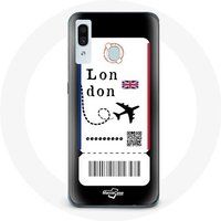 Maniacase Hoesje voor Samsung Galaxy A40 Vliegticket Londen
