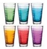 Leonardo Vario Struttura 026845 Drinkglazen, 6-delige set, vaatwasmachinebestendige glazen, kleurrijke drinkbekers van glas, gekleurde dranken, 280 ml