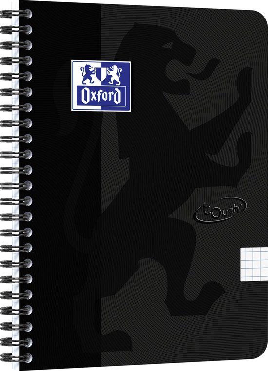 Oxford Touch Schrijfblok A5 Geruit - 140 Pagina's - Zwart
