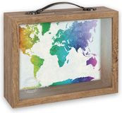 ZEP - Jacob hout/glas spaarpot met tekst HAPPY - 6,5 x 21 cm