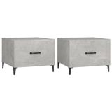 vidaXL salontafel 2 st met metalen poten 50x50x40 cm betongrijs