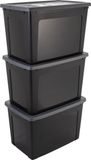 IRIS Clearbox boîte de rangement - 70L - Plastique - Noir/Gris - Lot de 3