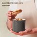 Marque non spécifiée Pots de stockage en céramique avec couvercle en bambou - Ensemble de 3 pots en céramique avec couvercle hermétique - Lavable au lave-vaisselle - Pots de stockage pour café, sucre, muesli (Gris)