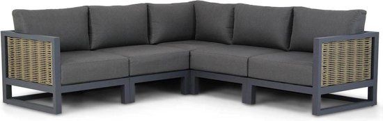 Santika Salviano Hoek Loungeset - 5-Delig - Grijs-Antraciet