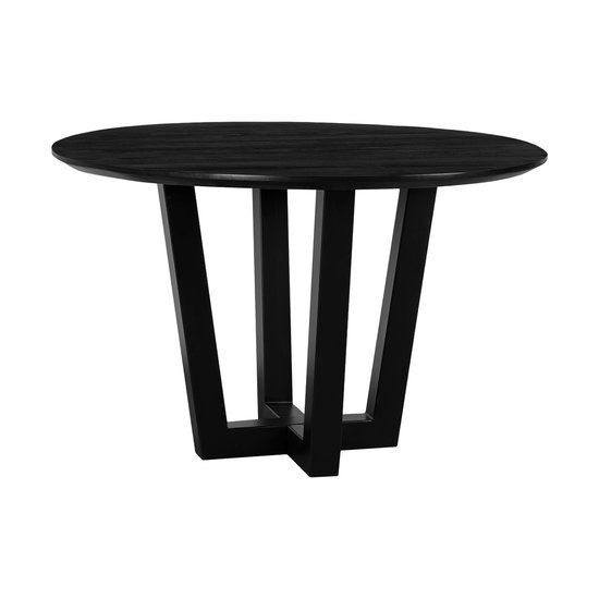 QUVIO Eettafel Sofia - Rond - ø120 cm - W-poot - FSC® gecertificeerd mangohout - Zwart
