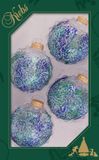Krebs Kerstballen - 4 stuks - blauwe glitters - glas - 7 cm