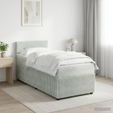 vidaXL Boxspringbed met matras, lichtgrijs, 90 x 190 cm, fluweel