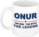 Bellatio Decorations Onur cadeau mok - man myth legend - naam koffiemok / beker - wit en blauw - 300 ml - verjaardag