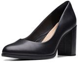 Clarks Freva85 Court Hakken Zwart Leer EU 40 Vrouw