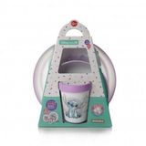DISNEY Lilo en Stitch - Paars en wit - 3-delige lunchbox met anti-slip beker + kom + bord