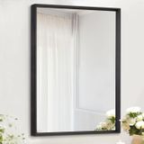 Miroir mural noir avec cadre en alliage d'aluminium - Miroirs suspendus modernes en métal rectangulaires pour salle de bain