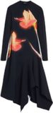Desigual Damesjurk Mila Zwart/Oranje Gebloemd Katoen Lange Mouw M