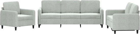 vidaXL 3-delige Loungeset fluweel lichtgrijs