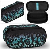 sarcia.eu Zwarte ovale etui met panterprint, met rits 22x6x10 cm