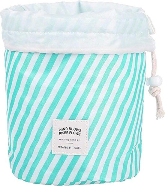 Fako Fashion® Make-up Tas - Cosmetica Organizer - Reistas - Toilettas - Streep Groen - Polyester - 17 x 23 cm - 75 g