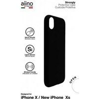 Aiino Strongly - Achterzijde behuizing voor mobiele telefoon - vloeibaar silicone - zwart - voor Apple iPhone X, XS