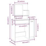 vidaXL Kaptafel met spiegel, bruin eikenkleur, 86,5x35x136 cm