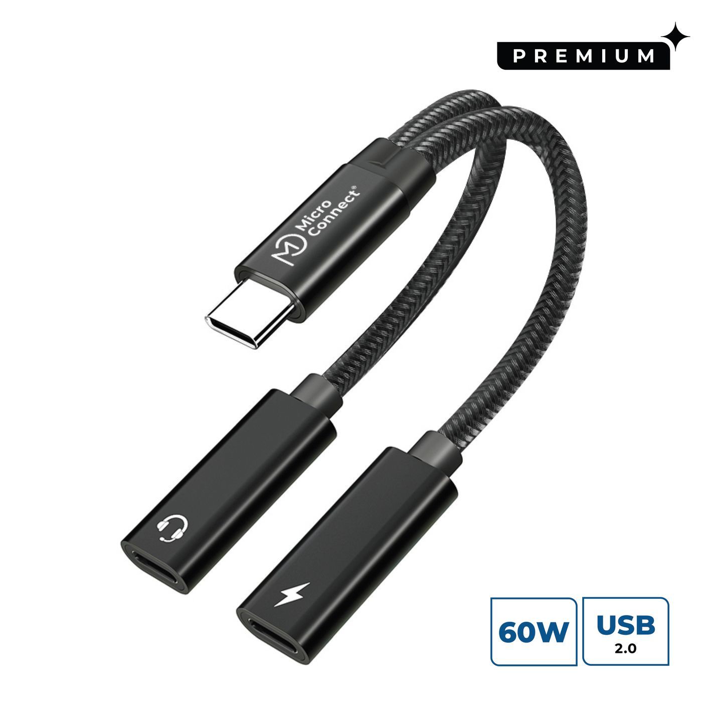 Microconnect MC-USBC-CFCF USB-kabel 0,13 m Zwart