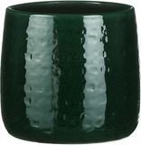 Mica Decorations Pot de fleurs - vert foncé - motif en relief - céramique - D19/H17 cm