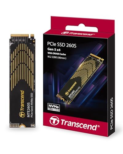 Transcend 1TB Gen5 SSD met koellichaam, tot 14.000 MB/s, opslaguitbreiding voor PS5-consoles, compatibel met desktops/laptops, M.2 2280 PCIe 5.0 NVMe Gen5x4 interne solid-state harde schijf, 3D TLC