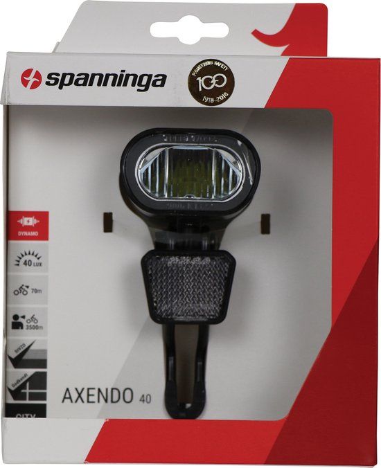 Spanninga Axendo 40 XDO Dynamo Koplamp - Zwart