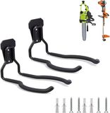 Merkloos 2-pack garagehaken, grastrimmerhaken, zware muurbevestiging voor grasmaaier, voor tuingereedschap, bezem, schep, hark