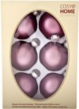 Cosy & trendy Kerstballen - 6x stuks - roze - glas - dia 7 cm