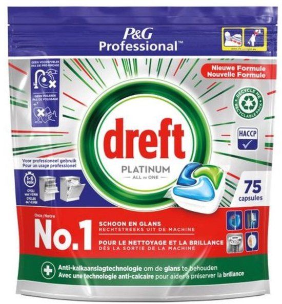 Dreft Professional Platinum All in One Vaatwascapsules - 75 stuks