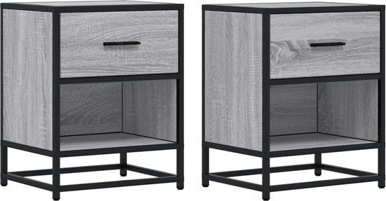 vidaXL Nachtkastjes - 2 stuks - 40x31x50 cm - Bewerkt Hout - Grijs Sonoma Eiken