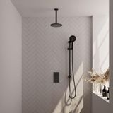 Brauer Black Edition Thermostatische Regendoucheset Inbouw - Hoofddouche 20 cm - 3 Weg - Handdouche 3 Standen - Doucheslang - Geintegreerde Glijstang - Mat Zwart