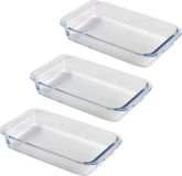 Chef Traiteur Plat à four en verre borosilicaté - 3x - rectangulaire - 1 litre - 26 x 15 x 5 cm