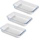 Chef Traiteur Plat à four en verre borosilicaté - 3x - rectangulaire - 1 litre - 26 x 15 x 5 cm