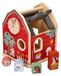 Adam Toys Houten sorteerhuis boerderij – 5 dierenblokken, een draaiend rad, openslaande deuren en een dak (17x17x22 cm, beuken, met handgeschilderde illustraties) – Motorisch speelgoed geschikt voor kinderen vanaf 12 maanden, CE-gecertificeerd