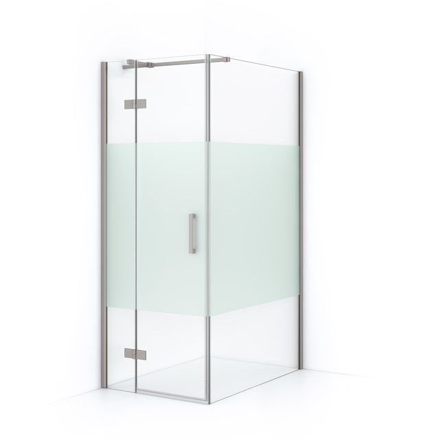 Maxaro Douchecabine Diamond 120x80cm 8mm Helder Veiligheidsglas met Matte Strook Geborsteld RVS