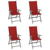 VidaXL Tuinstoel Terras Gecapitonneerde zitting Acaciahout Rood