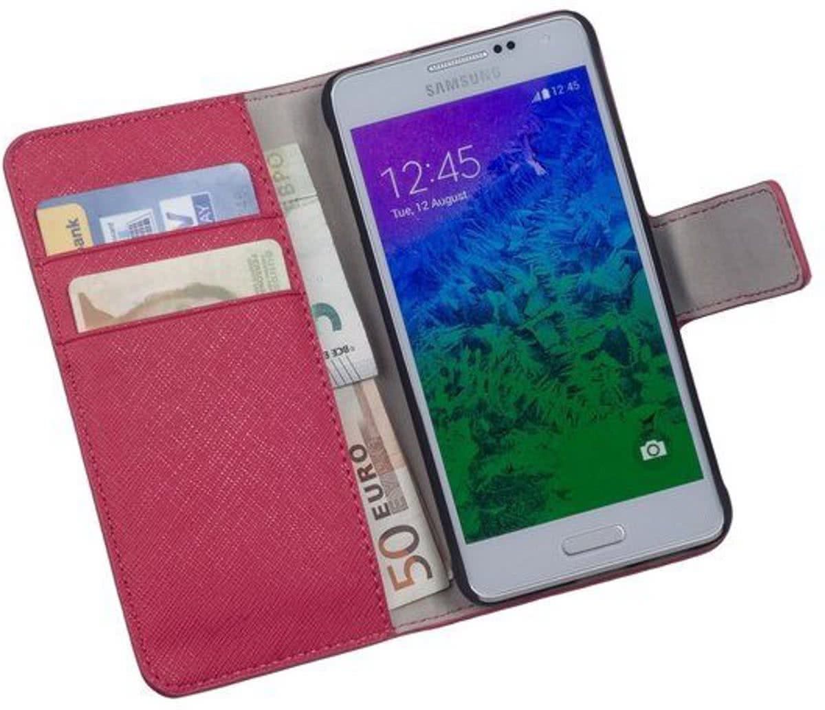 LELYCASE Roze Samsung Galaxy Alpha Bookcase Wallet case Telefoonhoesje