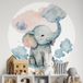 Éléphant Sticker Mural Rond / Cercle Enfants - Diamètre 50 cm - Adhésif mat
