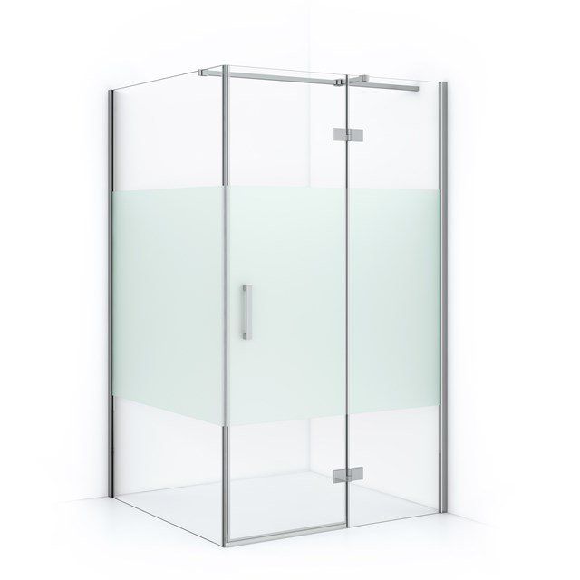 Maxaro Douchecabine Diamond 120x120cm 8mm Helder Veiligheidsglas met Matte Strook Chroom