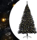 vidaXL - Kunststof - Voorverlichte - Kerstboom - met - 300 - LED - Zwart - 210 - cm - PVC