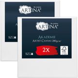 Artina Akademie – Set van 2 Schilderdoeken Canvas 40x40 cm – Spieraam van FSC® Hout – Wit Canvas 100% Katoen – 280 g/m138