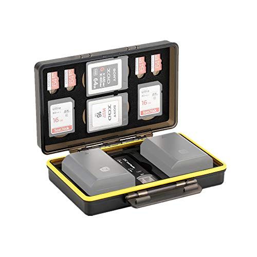JJC Geheugenkaarthoes voor 2 SD-kaarten + 4 Micro SD + 2 XQD + 2 sleuven voor Canon LP-E6 LP-E8 LP-E12 LP-E17 NB-13L Sony NP-FZ100 NP-FW50 NP-BX1 Fujifilm NP-W126 NP-95 Nike. on EN-EL15. EN-EL14 batterij