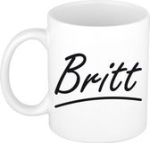 Bellatio Decorations Britt Naam koffiemok - beker - met sierlijke letters - wit